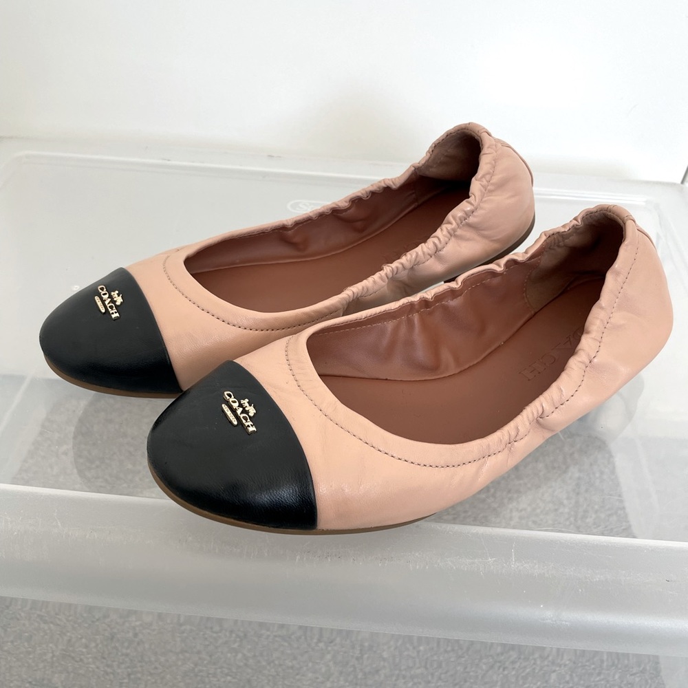 Coach Leather Bonnie cap toe ballet flats- sz7.5, fits like 7